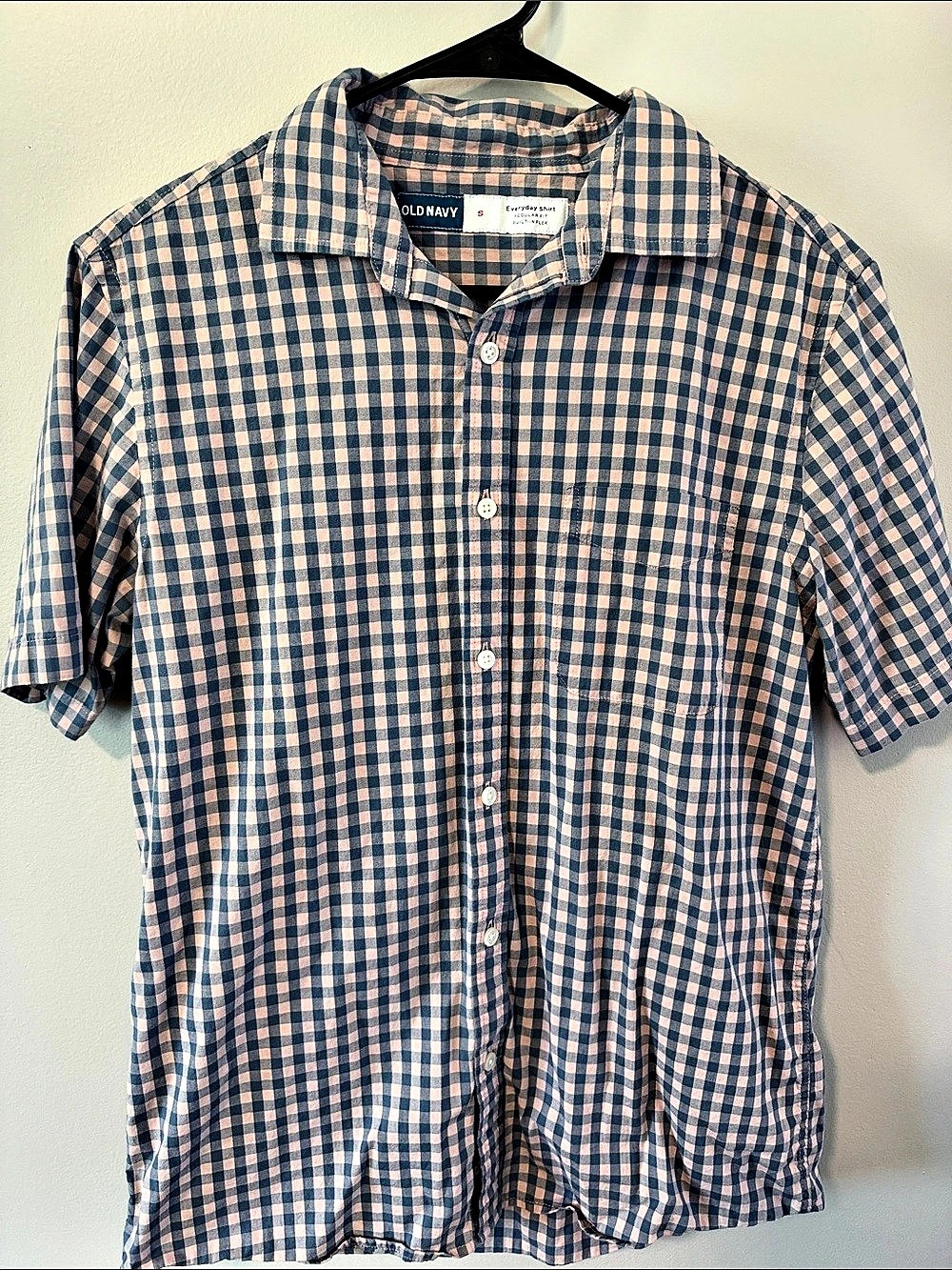 Old Navy Built-In Flex Everyday Gingham Shirt for Men Short Sleeve Shirt Small